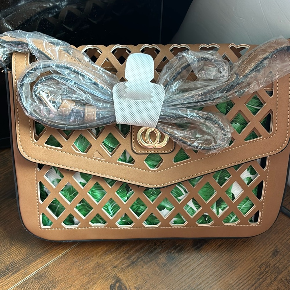 Call it spring handbag with cutout patter. Inside it has a slip out bag.